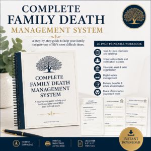 Complete Family Death Management System | Estate & Executor Planning Workbook (Printable PDF)